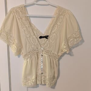 Elegant Cream Lace Women's Top